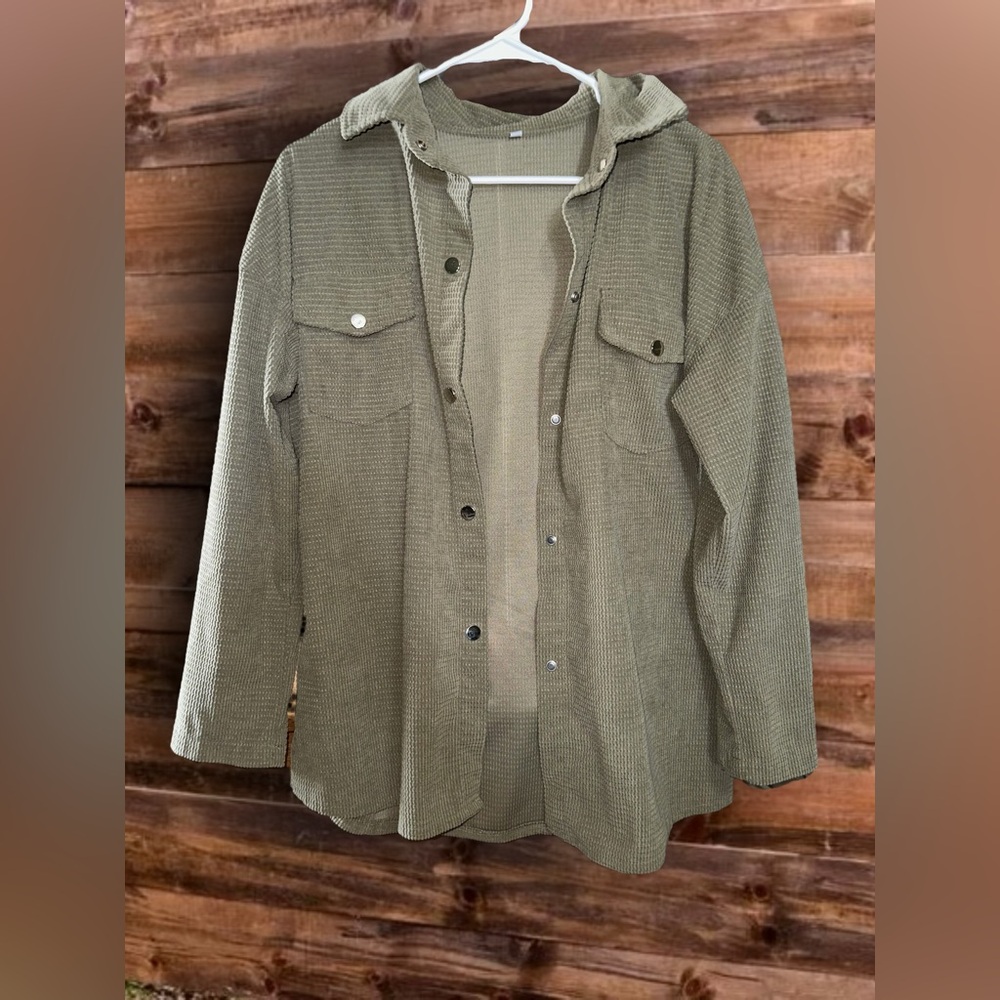 Oversize Button-Up Corduroy Shirt Jacket